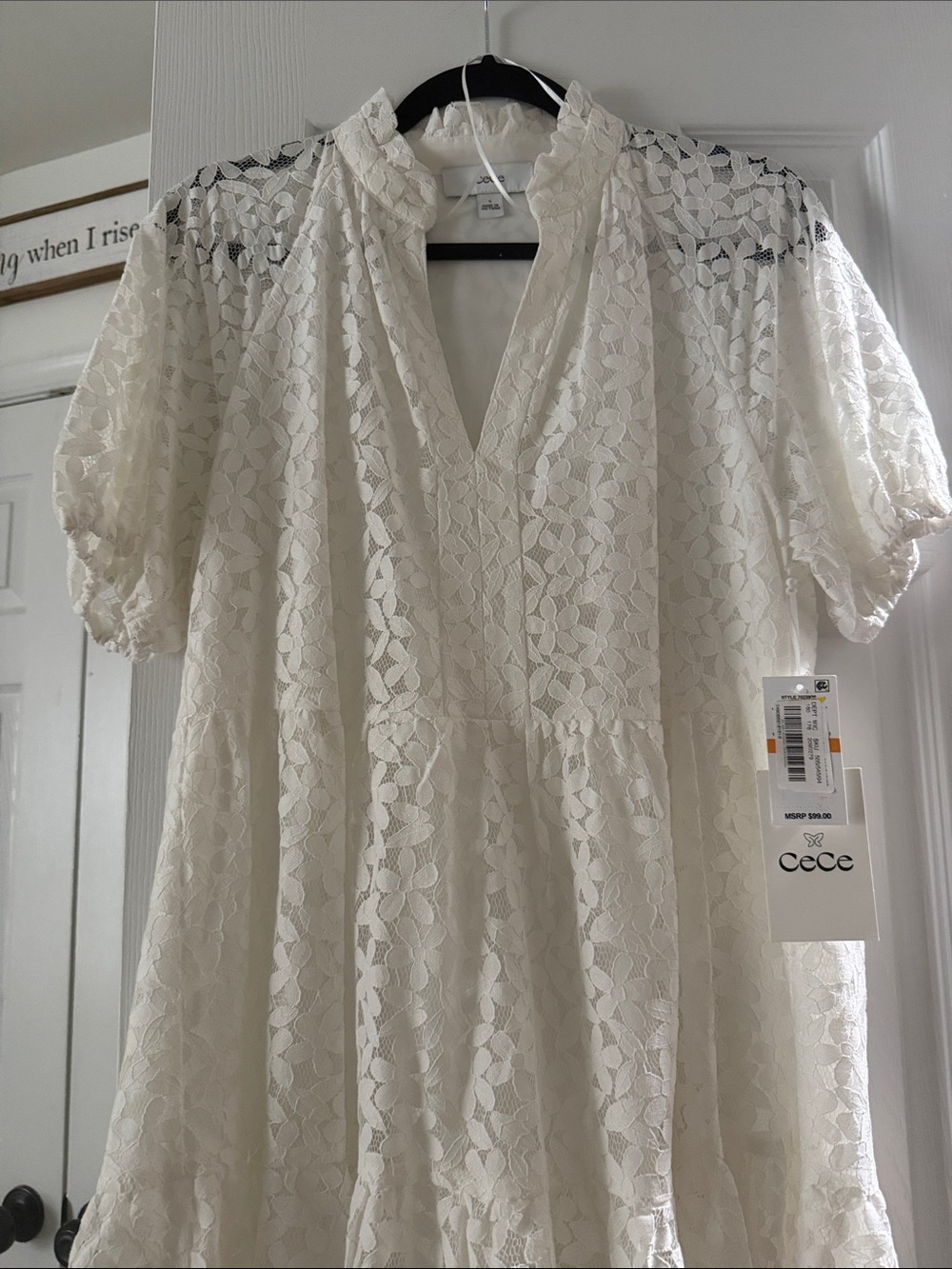 CeCe Cream Floral Lace Dress
